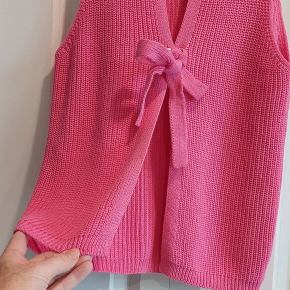 Neely Pink Knit Sweater Open Back with Ties Women's Size XS - Picture 6 of 6